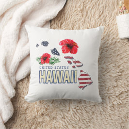 Hawaii United Staaten Retro Staat Map USA Souvenir Kissen
