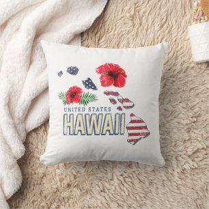 Hawaii United Staaten Retro Staat Map USA Souvenir Kissen