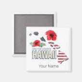 Hawaii United Staaten Retro Staat Map USA Souvenir Magnet (Vorderseite/Rückseite)
