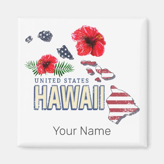 Hawaii United Staaten Retro Staat Map USA Souvenir Magnet (Vorne)