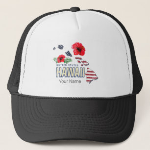 Hawaii United Staaten Retro Staat Map USA Souvenir Truckerkappe