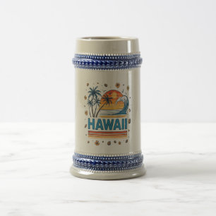 Hawaii-Urlaub-Sonnenuntergang 70er Strand Bierglas
