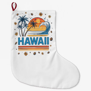 Hawaii-Urlaub-Sonnenuntergang 70er Strand Großer Weihnachtsstrumpf