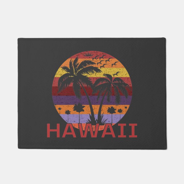 Hawaii US Vintag Palm Trees Travel Fußmatte (Vorderseite)