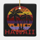 Hawaii US Vintag Palm Trees Travel Keramikornament (Rückseite)