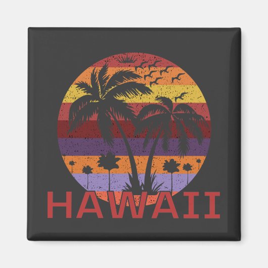 Hawaii US Vintag Palm Trees Travel Magnet (Vorne)