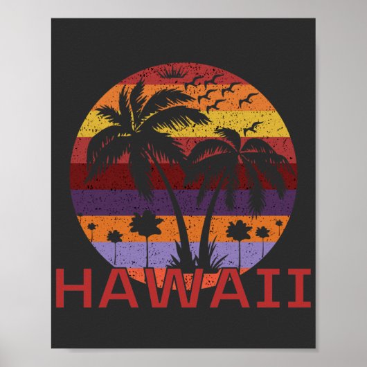 Hawaii US Vintag Palm Trees Travel Poster (Vorne)