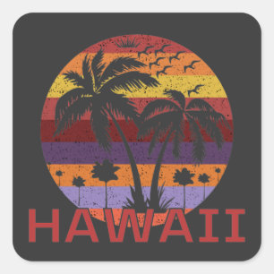 Hawaii US Vintag Palm Trees Travel Quadratischer Aufkleber