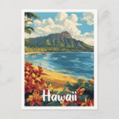 Hawaii USA Art Vintag Illustration Travel Postkarte (Vorderseite)
