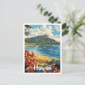 Hawaii USA Art Vintag Illustration Travel Postkarte (Stehend Vorderseite)