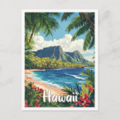Hawaii USA Art Vintag Illustration Travel Postkarte (Vorderseite)
