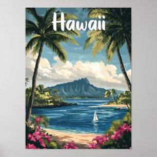 Hawaii USA Kunst Vintage Illustration Reise Poster
