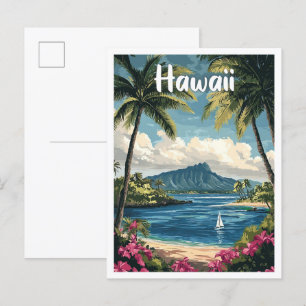 Hawaii USA Kunst Vintage-Illustration Reise Postkarte