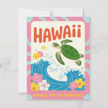 Hawaii USA Retro Meeresschildkröte Hibiskus Mahalo