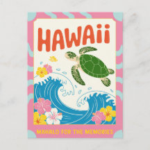 Hawaii USA Retro Meeresschildkröte Hibiskus Mahalo