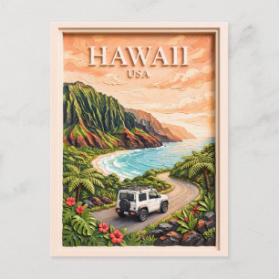 Hawaii USA Roadtrip Vintage 3D Texturlandschaft Postkarte