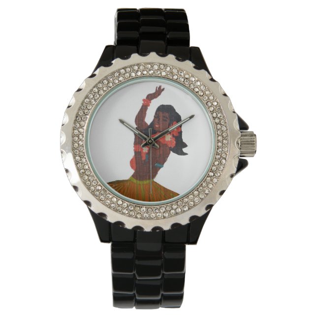 Hawaii Vinatge Hula Girl Armbanduhr (Vorderseite)