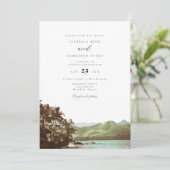 HAWAII Vintag Beach Ocean Palm Tree Wedding Einladung (Stehend Vorderseite)