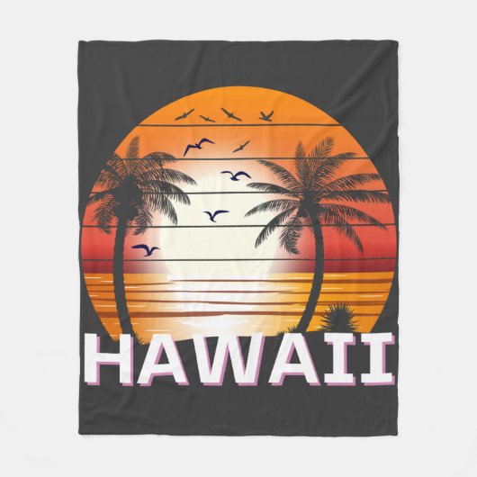 Hawaii Vintag Palm Trees Summer Beach Fleecedecke (Vorderseite)