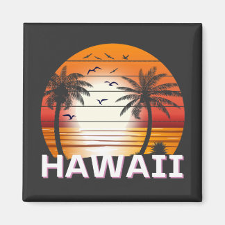 Hawaii Vintag Palm Trees Summer Beach Magnet