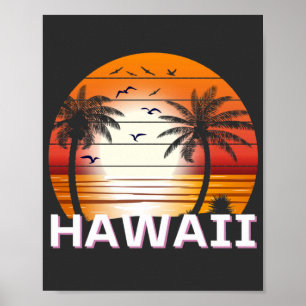 Hawaii Vintag Palm Trees Summer Beach Poster