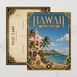 Hawaii Vintage Art Deco Golden Age Postkarte