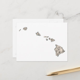 Hawaii Vintage-Bildkarte Antike Staatskarte Postkarte