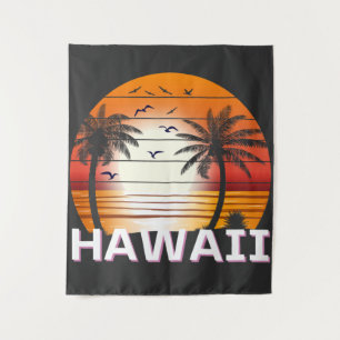 Hawaii Vintage Palmen Sommer Strand Wandteppich