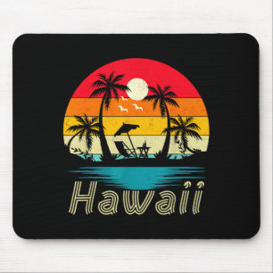 Hawaii Vintage Palmenbaum Sonnenuntergang Tropisch Mousepad