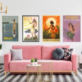 Hawaii-Vintage-Plakate Bilderwand Sets (Wohnzimmer)