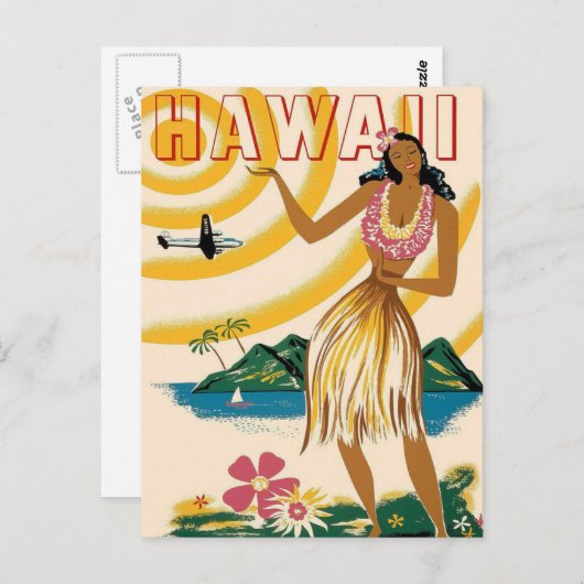 Hawaii Vintage Reise Postkarte (Vorne/Hinten)