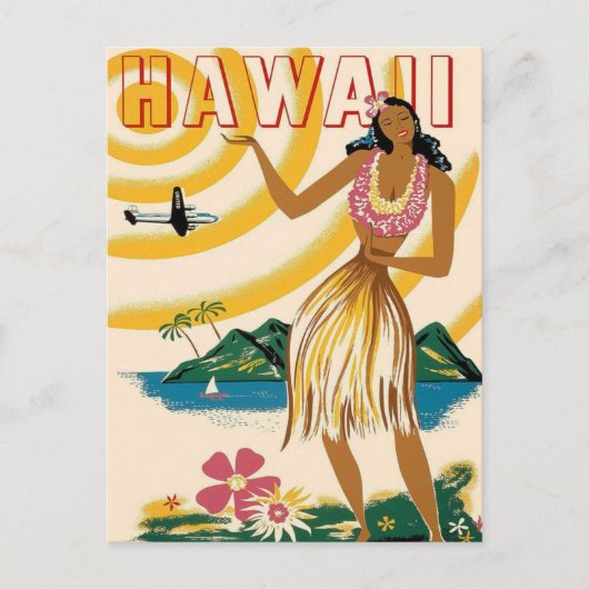 Hawaii Vintage Reise Postkarte (Vorderseite)