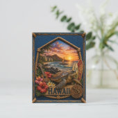 Hawaii Vintage Reise Postkarte (Stehend Vorderseite)