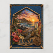 Hawaii Vintage Reise Postkarte (Vorderseite)