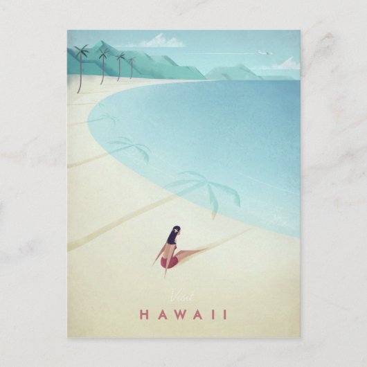 Hawaii Vintage Reiseplakat - Art Postkarte (Vorderseite)