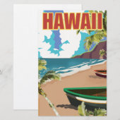 Hawaii Vintage Reiseplakat Briefpapier (Vorne/Hinten)