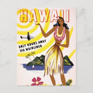 Hawaii Vintage-Reiseplakat restauriert Postkarte