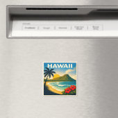 Hawaii Vintage Reiseposter Magnet (In Situ (Geschirrspüler))