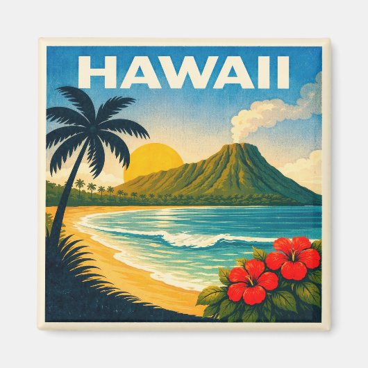 Hawaii Vintage Reiseposter Magnet (Vorne)