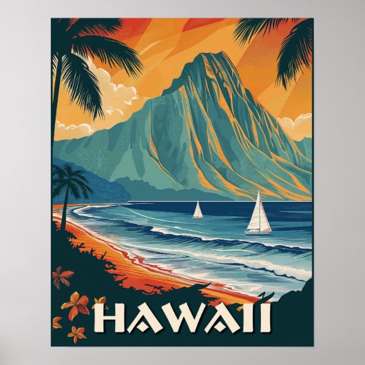 Hawaii Vintage Travel Poster (Vorne)