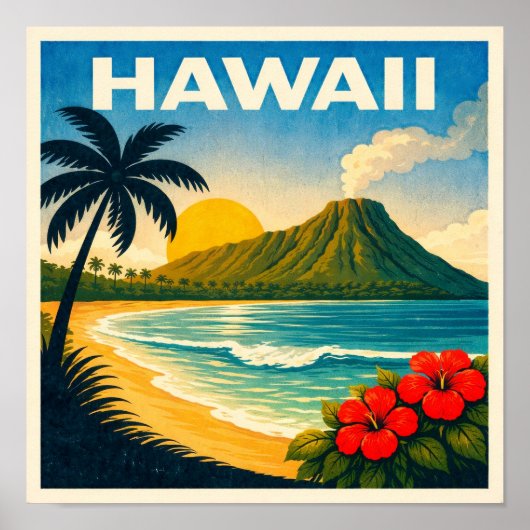 Hawaii Vintage Travel Poster (Vorne)