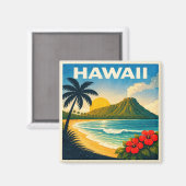 Hawaii Vintage Travel Poster Magnet (Vorderseite/Rückseite)