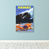 Hawaii Vintage Travel Poster neu Leinwanddruck (Insitu (Holzboden))