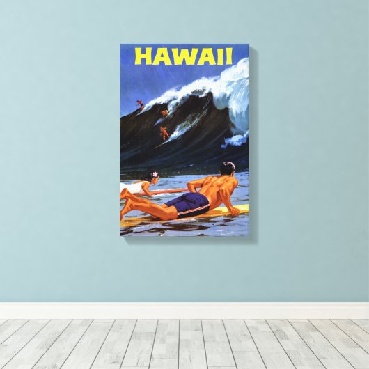 Hawaii Vintage Travel Poster neu Leinwanddruck (Insitu (Holzboden))