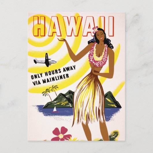 Hawaii Vintage Travel Poster neu Postkarte (Vorderseite)