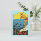 Hawaii Vintage Travel - Surfer Postkarte (Stehend Vorderseite)