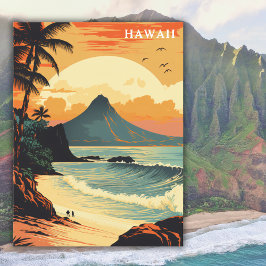 Hawaii Volcano Beach Vintage Travel Postkarte