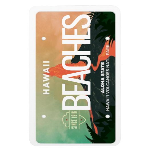 Hawaii Volcano License Plate Flexible Magnet (Vertikal)