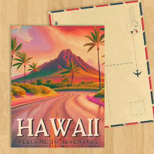 Hawaii Volcano Road Tropical Sunset Souvenirs 1960 Postkarte