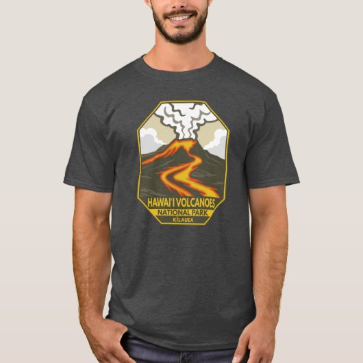 Hawaii Volcanoes National Park Kilauea Retro Emble T-Shirt (Vorderseite)